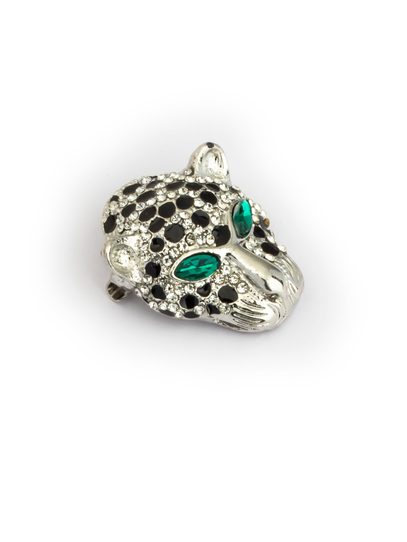 Silver jaguar with green eyes