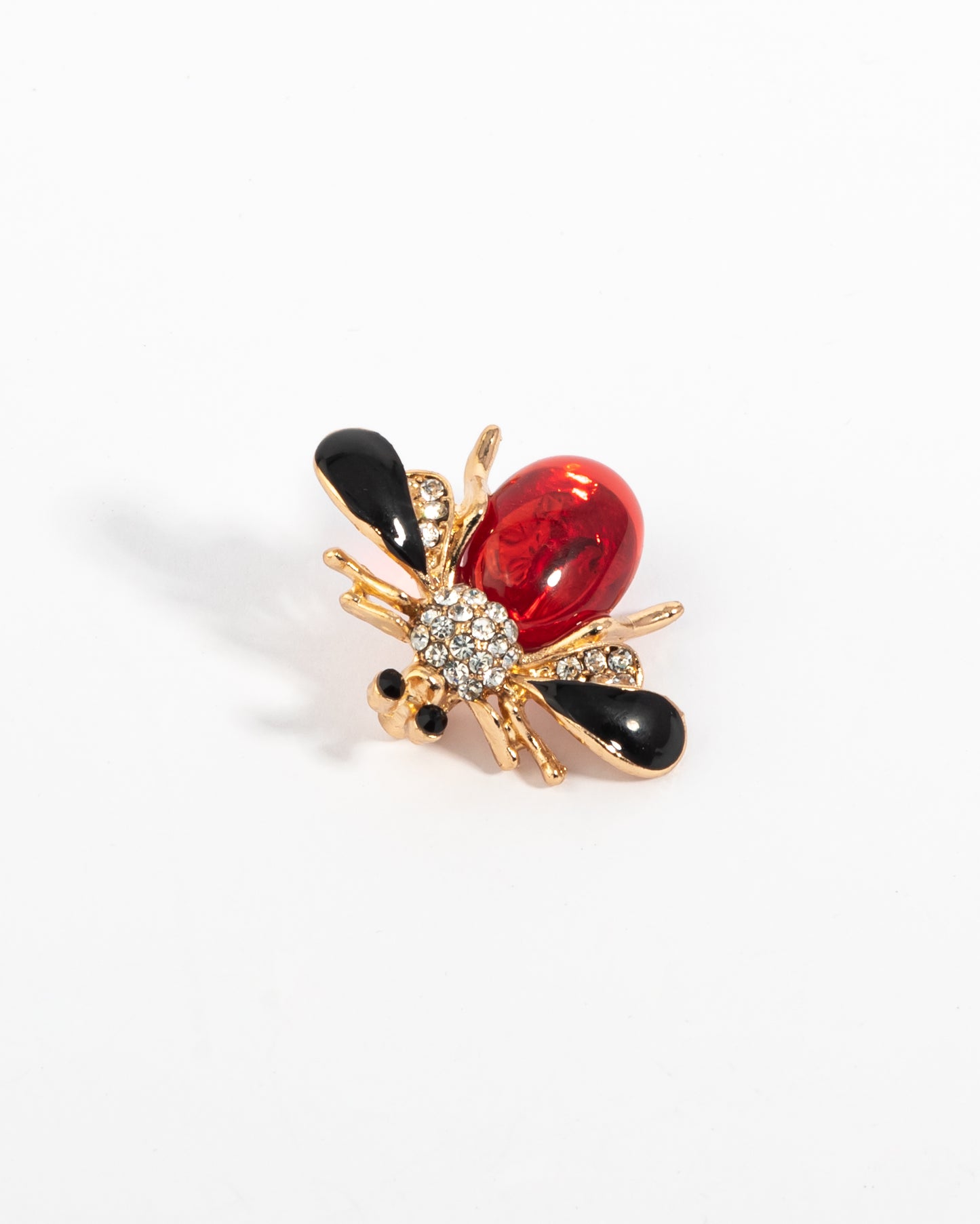 Crimson critter brooch