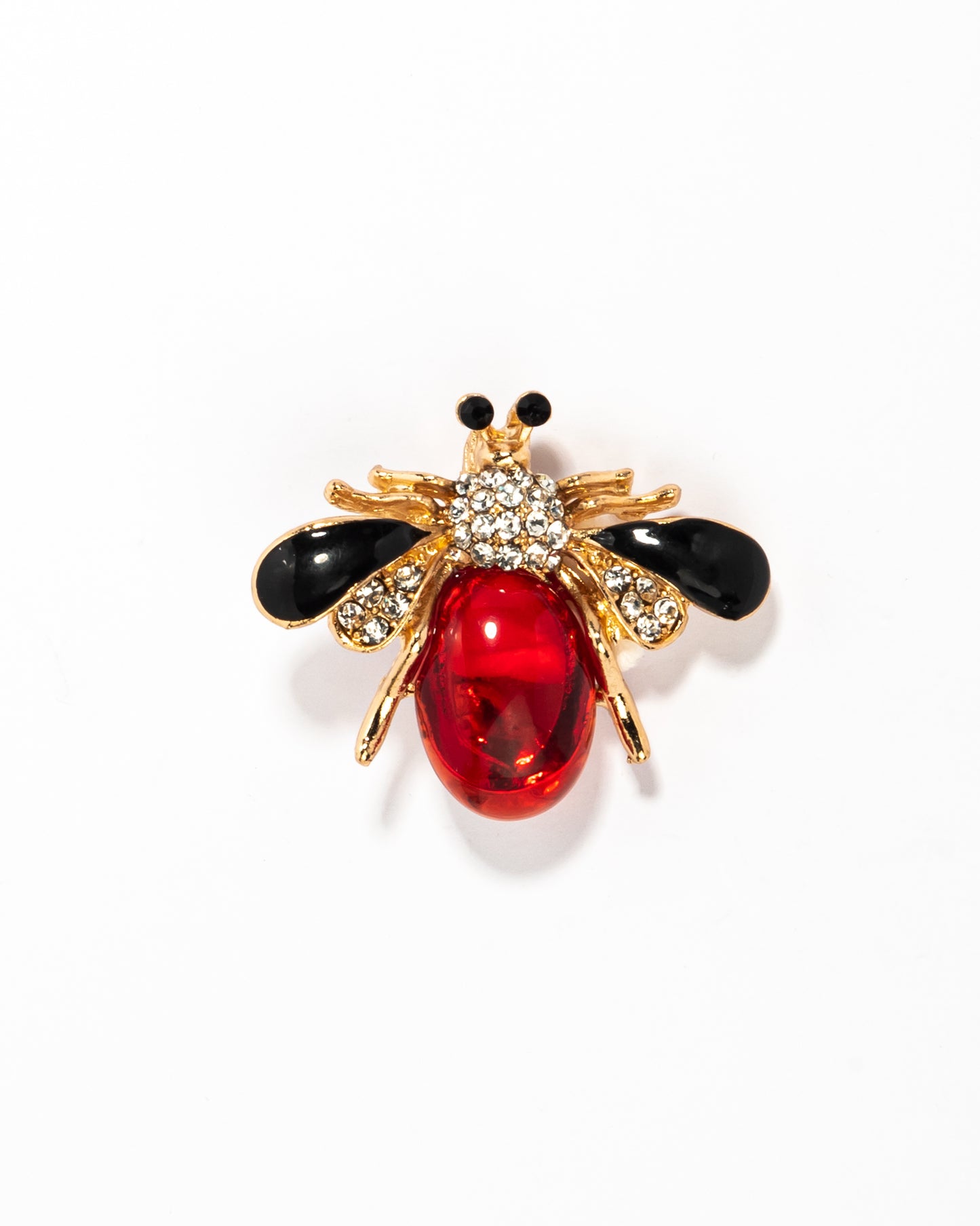 Crimson critter brooch