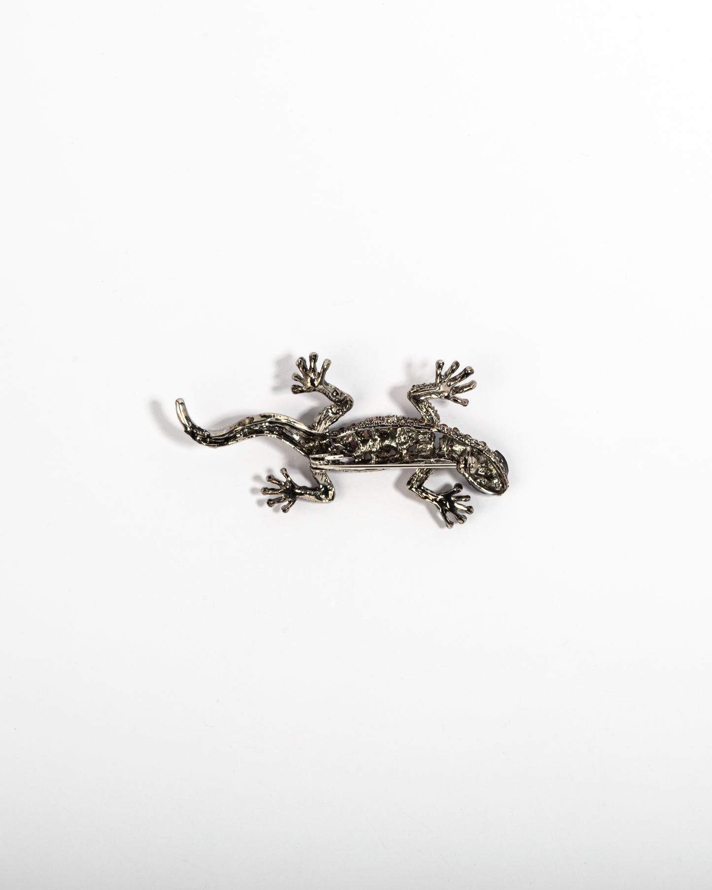 Multicoloured crystal lizard brooch