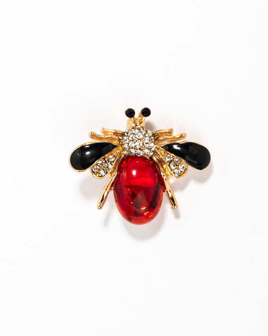 Crimson critter brooch
