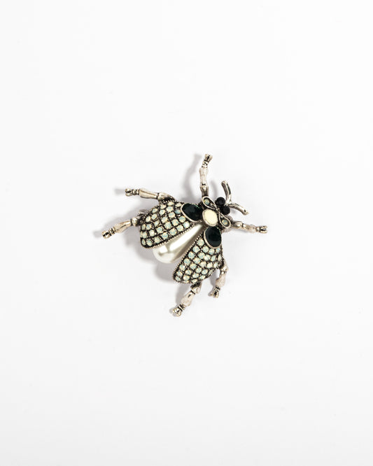 Peacock crystal brooch